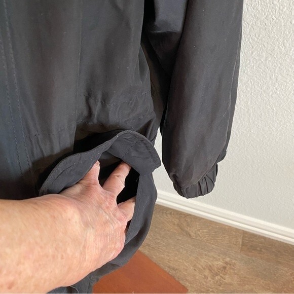 London Fog Black Parka Jacket Coat Fur Trim Removable Hood Zip Snap  M - Picture 10 of 16